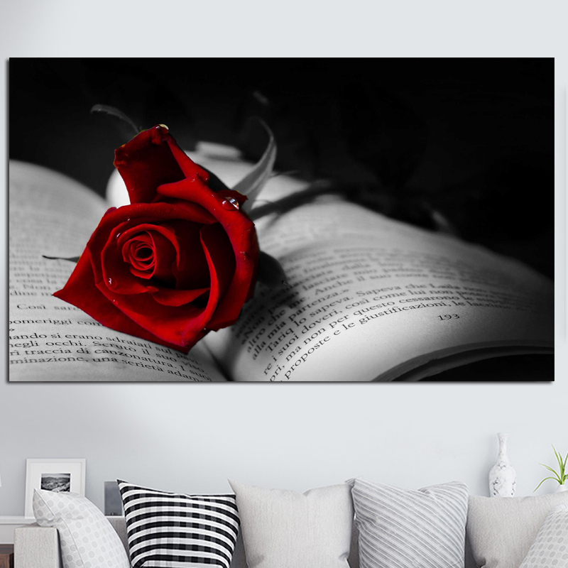 Wall Art Pictures Red Rose Canvas Paintings Modern Posters And Prints For Living Room Decoration No Frame