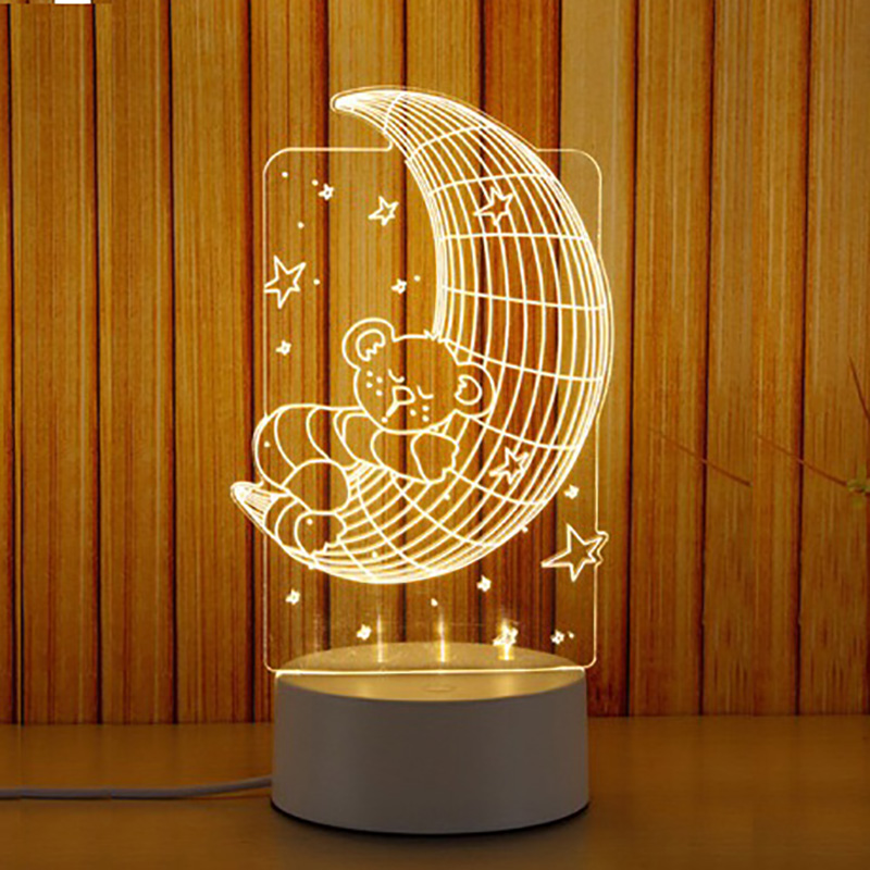 Light 3D Small Night-light Desk Lamp Gift Lamp USB Touch Remote Control Originality Cozy Bedside Lamp New Xiaoxiong 7 colour