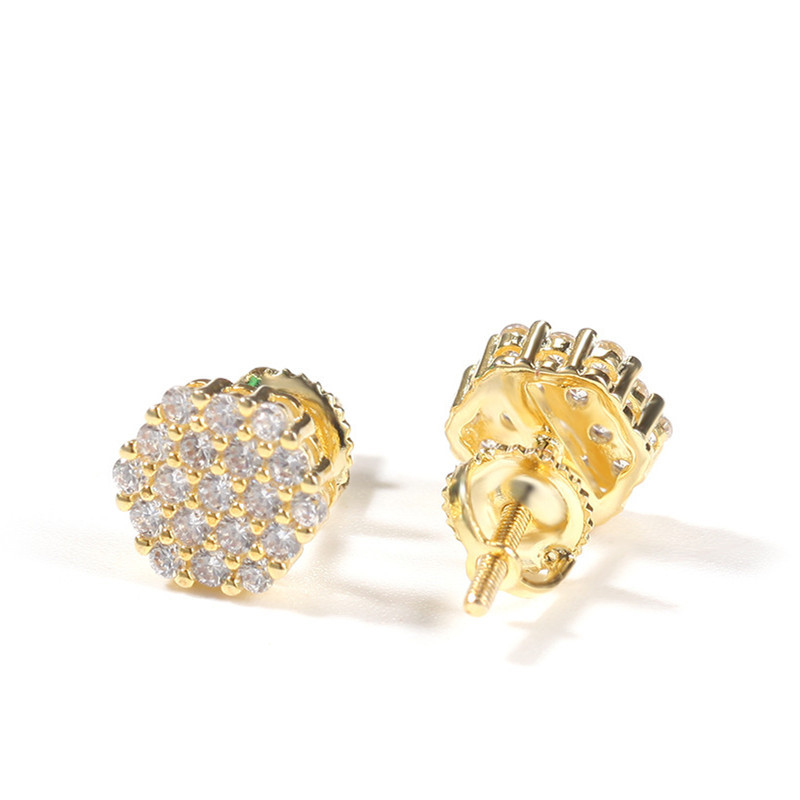 Europe and America Fashion Earrings Gold Plated Full CZ 925 Silver Earrings Studs for Men Women Nice Gift