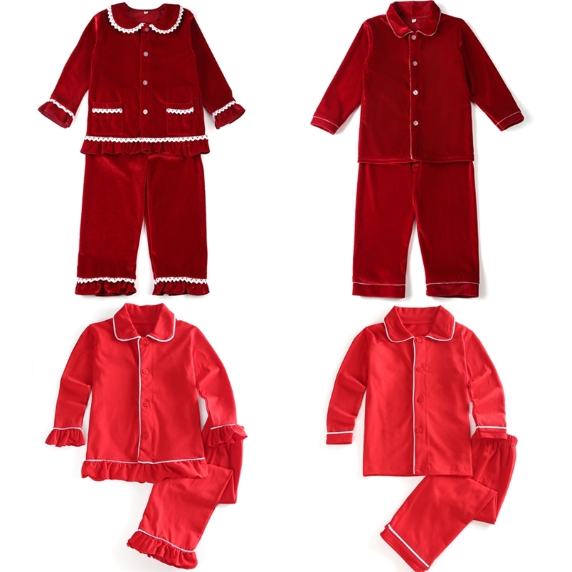 Wholesale Toddler Boys And Girls Pajamas Family Matching Sleepwear Children Red Christmas Solid Color Ruffle Kids PJS 211109, Velvet night dress
Wholesale Toddler Boys And Girls Pajamas Family Matching Sleepwear Children Red Christmas Solid Color Ruffle Kids PJS 211109, Velvet night dress