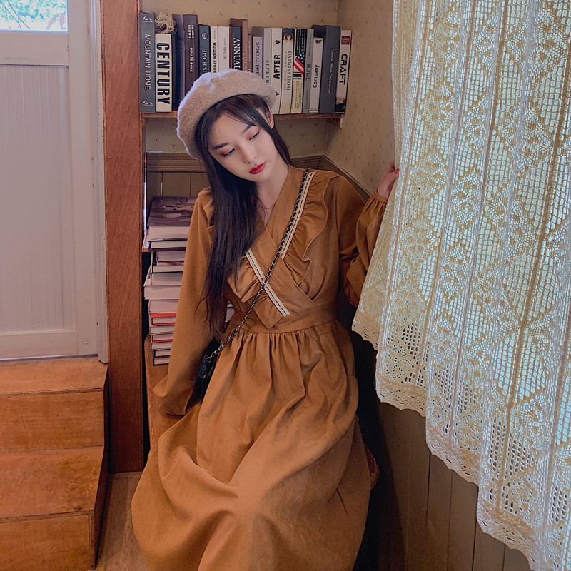 L-4XL Spring Girls Women Print Long Sleeve Womens Dresses Female Vintage Dress Party Robe Femme Vestido Autumn 210417