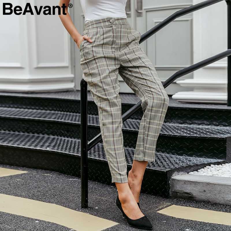 BeAvant Elegant plaid women blazer pants Casual autumn winter streetwear female trousers High waist office ladies pants suits 210709 
BeAvant Elegant plaid women blazer pants Casual autumn winter streetwear female trousers High waist office ladies pants suits 210709