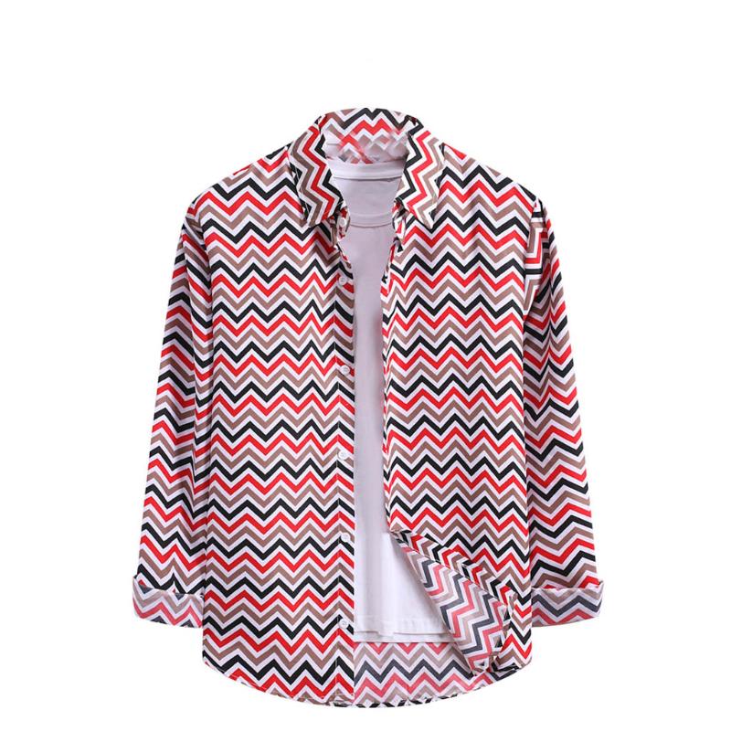 Fashion Men Stripe Print Shirts Long Sleeve Casual Blouse Tops Camisas Para Hombre Slim Fit Cotton Male Soft Clothes Men's