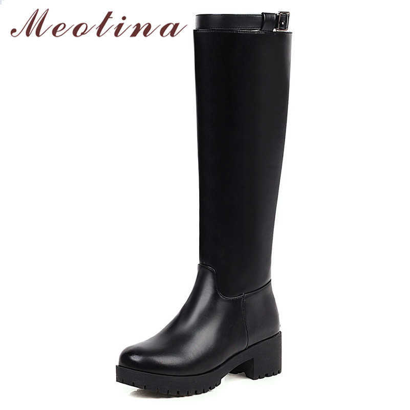 Meotina Winter Knee High Boots Women Zipper Thick High Heels Riding Boots Buckle Round Toe Shoes Lady Autumn Big Size 34-43 210608, Black
Meotina Winter Knee High Boots Women Zipper Thick High Heels Riding Boots Buckle Round Toe Shoes Lady Autumn Big Size 34-43 210608, Black