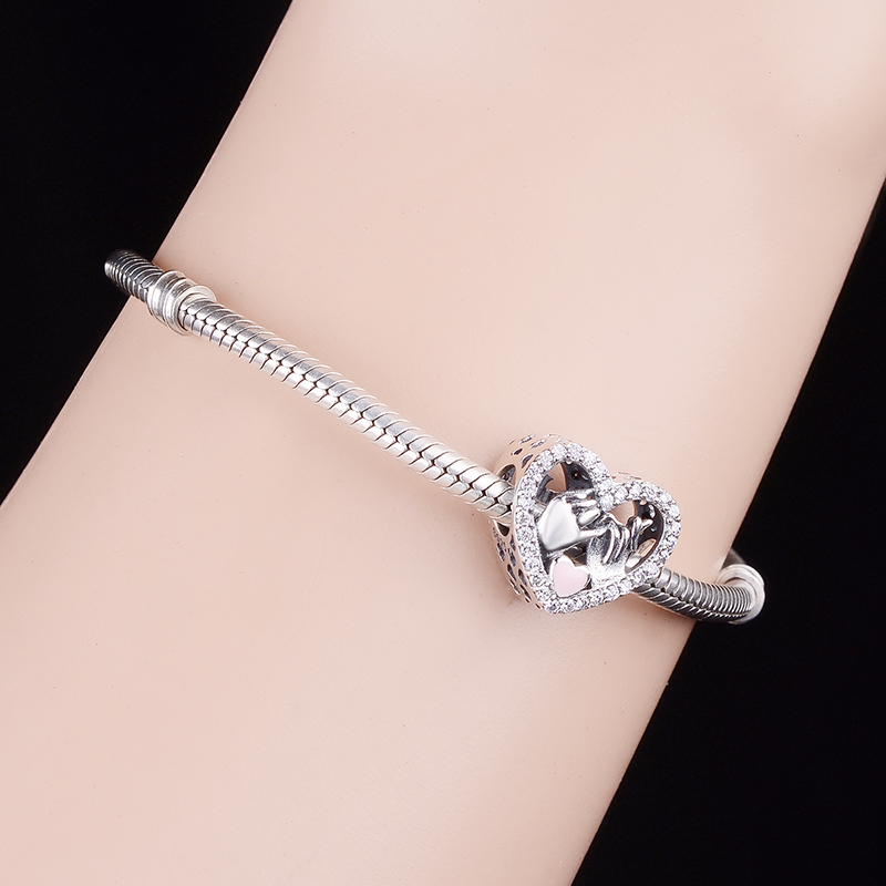 Fit Original Europe Charm Bracelet 925 Sterling Silver Beads Hook Gesture Two Hands Cross Openwork Jewelry For Making Berloque