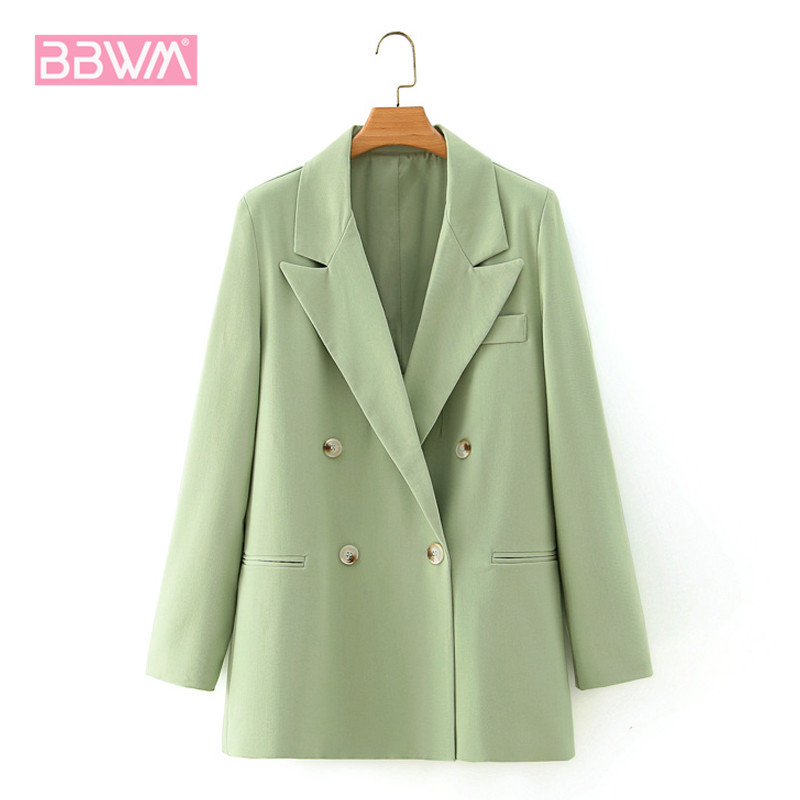 Autumn Women's Chic Coat Small Suit Harbor Wind Long Temperament Loose Casual Fashion Suit Jacket Female 210507