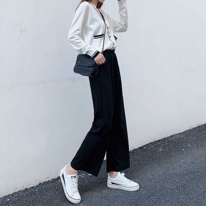 2021 New Wide Leg Pants, Women's Casual Pants, Home Pants, High Waist Drop, Versatile, Large Short, Women's Trend Pants Women Q0801
