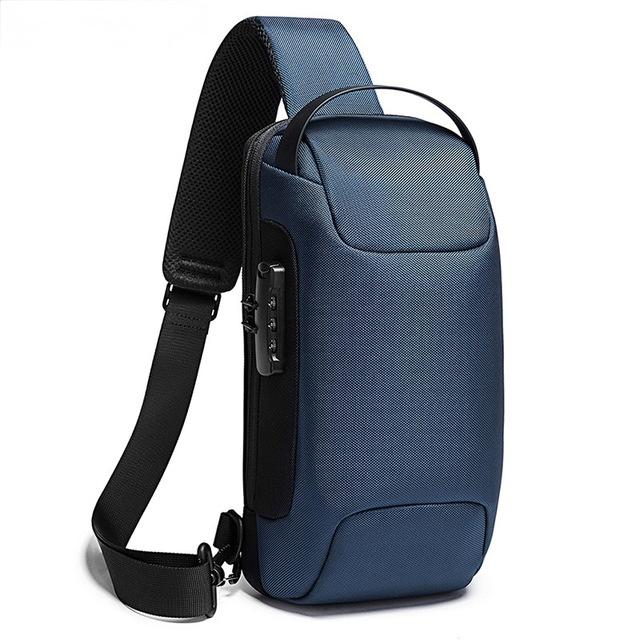 Travel Friendly Men's Thief-Proof Wallet Bag - Waterproof Crossbody with Convenient USB Port for On-the-Go Use