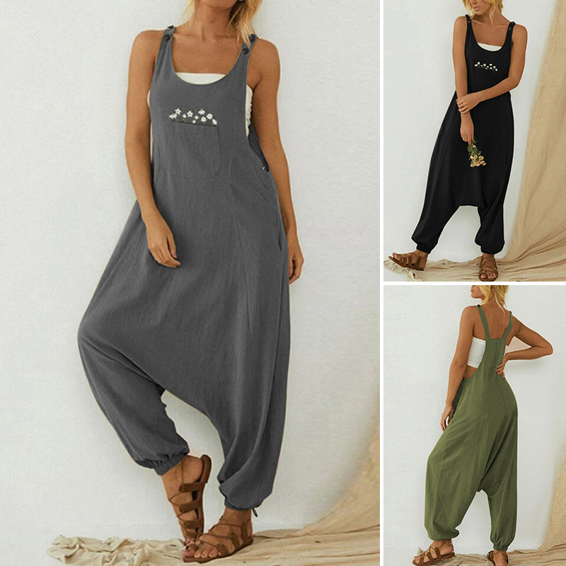 ZANZEA Summer Women Jumpsuits Solid Casual Loose Harem Playsuits O-Neck Embroidery Overalls Front Pockets Sleeveless Rompers 5XL, Black
ZANZEA Summer Women Jumpsuits Solid Casual Loose Harem Playsuits O-Neck Embroidery Overalls Front Pockets Sleeveless Rompers 5XL, Black