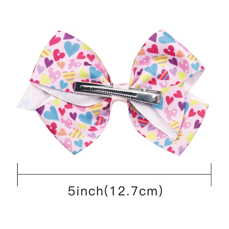 Child Hair Clip Accessories 5 Inch Kid Girl Valentine Bows Love Heart Hairpin Valentine's Day Gift Barrettes M3912