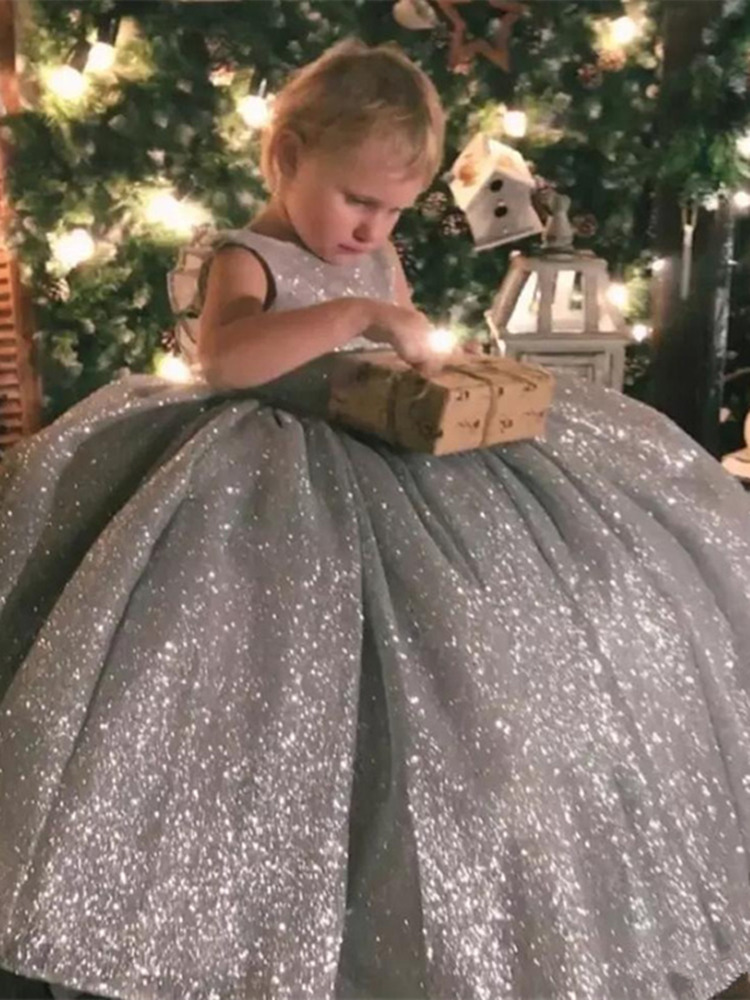 Sequined Flower Girl Dresses For Wedding Lace first holy communion dress High Low Toddler Pageant Gowns Appliqued Ball Gown 2021