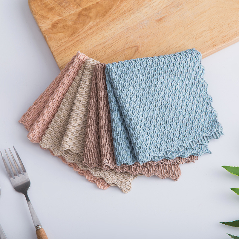 1Pcs Kitchen Supplies Cleaning Towel Home Washing Dish 4Color Anti-grease Cloth Super Absorbent Wiping Rags Multifunctional