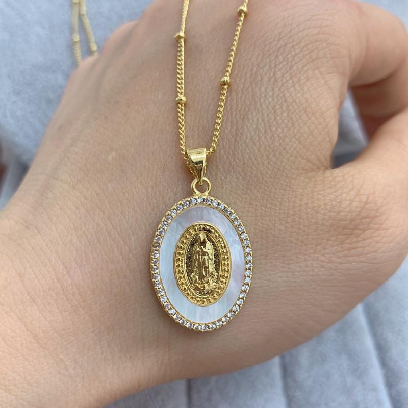 Oval Metal Shell Zircon Virgin Mary Guadalupe Pendant Necklace Blessing Jewelry For Women Necklaces
Oval Metal Shell Zircon Virgin Mary Guadalupe Pendant Necklace Blessing Jewelry For Women Necklaces
