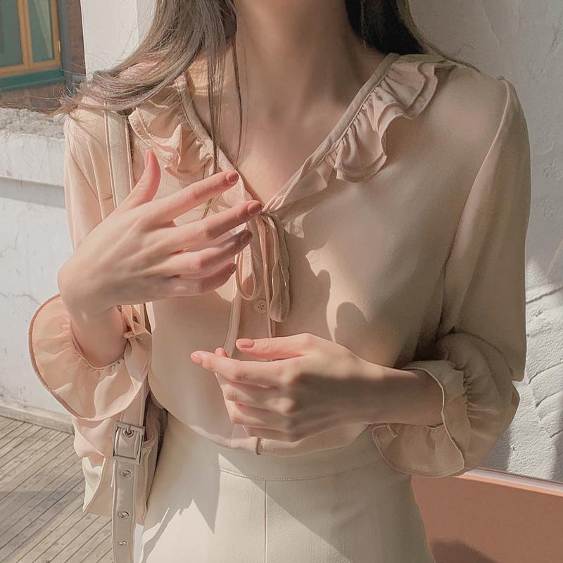 Women's Blouses & Shirts Blusa Feminina Korean Gentle Slim Wild Sweet Temperament Lace Up Long Sleeve Chiffon Shirt Pink Lady Fashion, White
Women's Blouses & Shirts Blusa Feminina Korean Gentle Slim Wild Sweet Temperament Lace Up Long Sleeve Chiffon Shirt Pink Lady Fashion, White