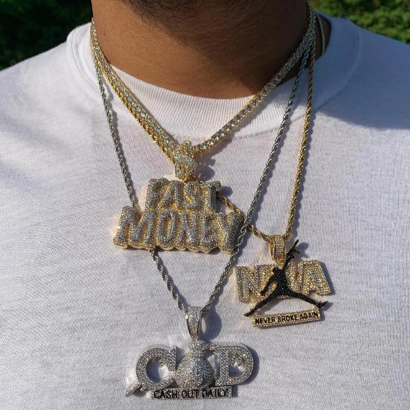 Chains Men Boy Fast Money Pendant Necklacs Hip Hop Rock Iced Out Bling 5A Zircon Silver Color Gold Plated Cz Tennis Rope Chain Jewelry
Chains Men Boy Fast Money Pendant Necklacs Hip Hop Rock Iced Out Bling 5A Zircon Silver Color Gold Plated Cz Tennis Rope Chain Jewelry