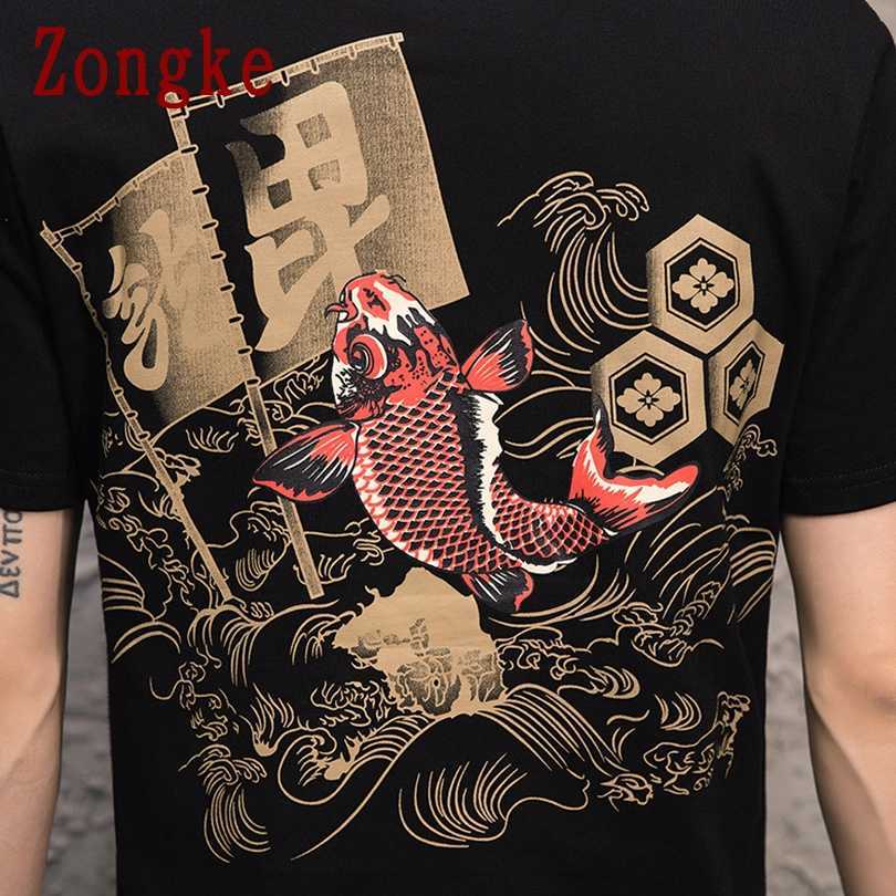 Zongke Japanese Print Short Sleeve T Shirt Men tshirt Male Summer Cotton Tee Shirt Casual Tops Fashion M-5XL Clothing 210623