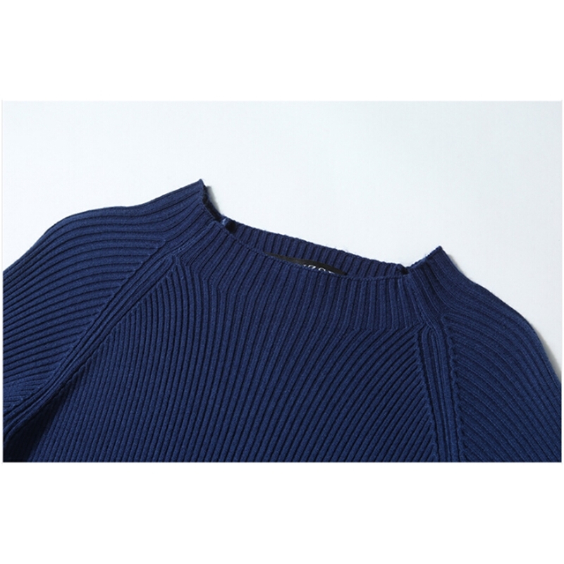 Elegant Knitted Patchwork Gradient Pleated Dress Women Long Sleeve Sweater Office Midi Vestidos With Belt 210520