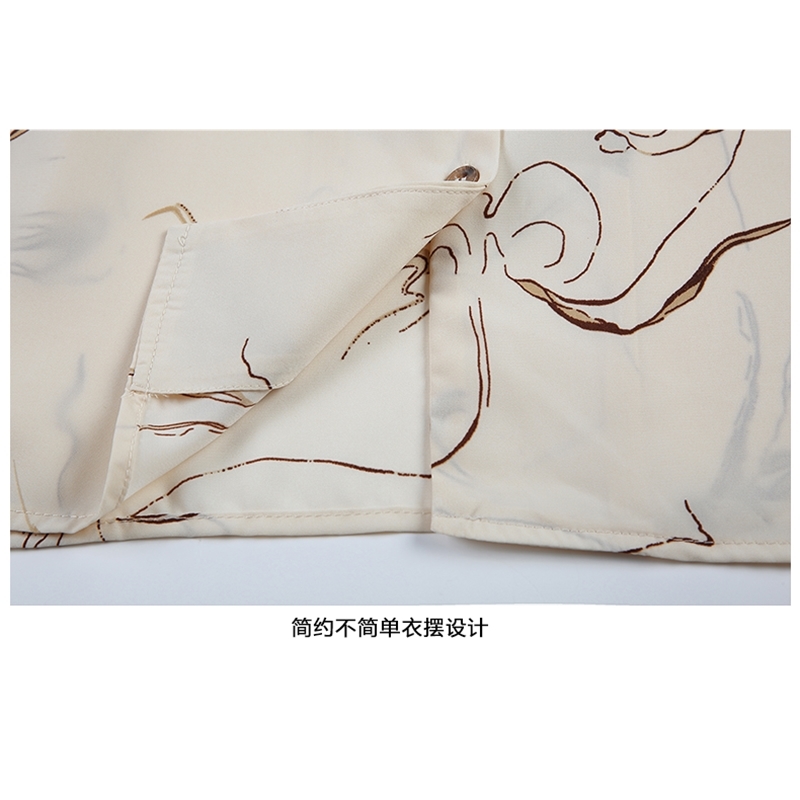 Korean Fashion Clothing Autumn Printed Chiffon Long Sleeve V-Neck Blouse Shirt Woman Blusa Office Shirts 02A 210420