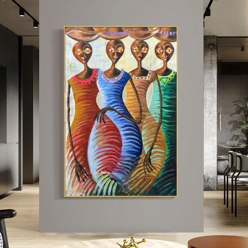Abstract African Woman Posters And Prints Graffiti Art Canvas Painting Wall Art Pictures For Living Room Indoor Decorations