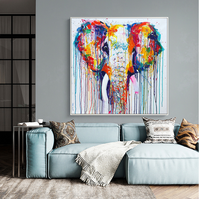 Colorful Elephant Pictures Canvas Painting Abstract Animal Posters And Prints Wall Art For Living Room Decoration