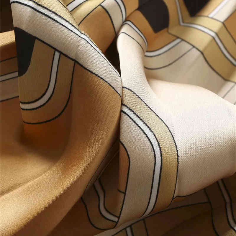 Women Vintage Chain Print Long Skirts Spring Female Chic Yellow Pleated A-line Skirt High Waist Casual Femme 210421