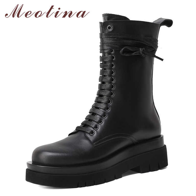 Meotina Platform High Heel Mid Calf Boots Women Real Leather Motorcycle Boots Lace Up Chunky Heel Shoes Zip Ladies Boots Size 41 210608, Black sythetic lin
Meotina Platform High Heel Mid Calf Boots Women Real Leather Motorcycle Boots Lace Up Chunky Heel Shoes Zip Ladies Boots Size 41 210608, Black sythetic lin