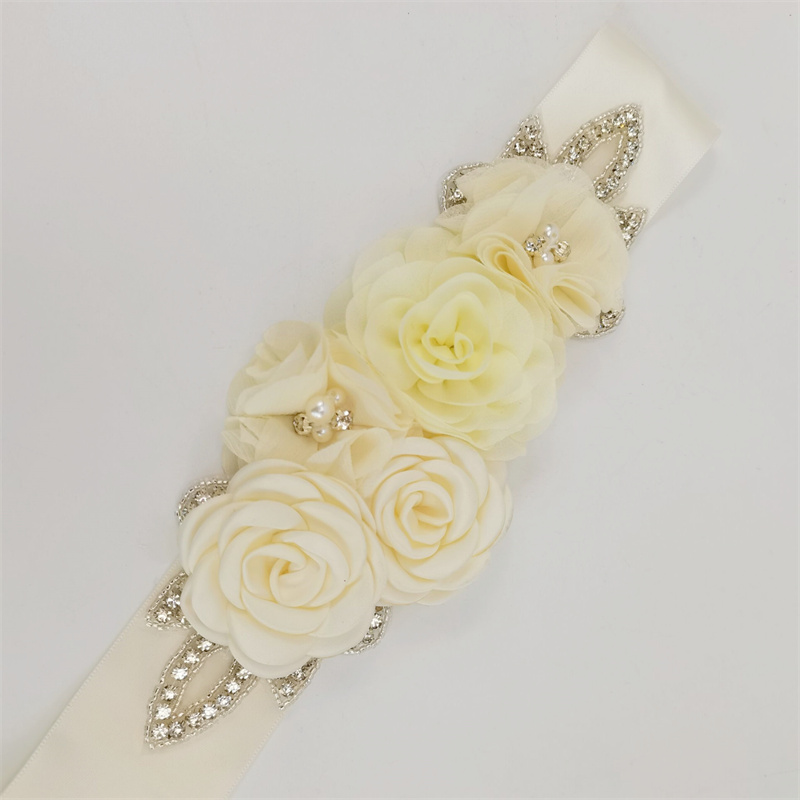 Wedding Sashes Favors Accessories Bridal Wedding Belts Satin Flower Rhinestone Dress Belt Woman Girl Ribbon Girdle