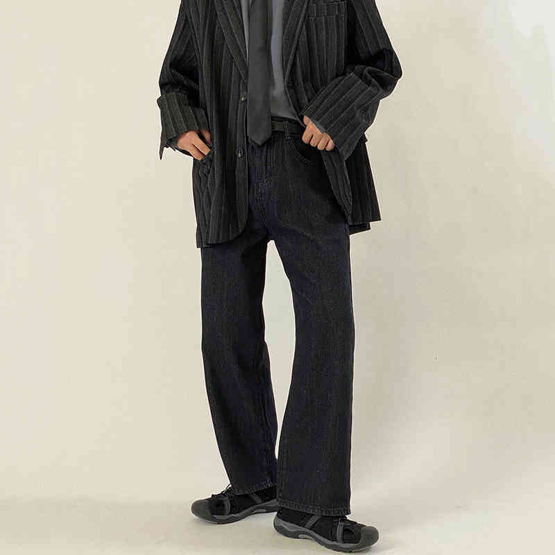 IEFB Korea Vintage Denim Pants High Waisted Slim Fashion BF Loose Straight Jeans Men's Loose Wide Leg Streetwear Trousers 9Y5213 210524