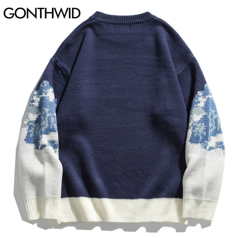 GONTHWID Snow Mountain Knitted Jumper Sweaters Streetwear Mens Hip Hop Harajuku Pullover Knitwear Tops Fashion Knit Outwear Male 210820