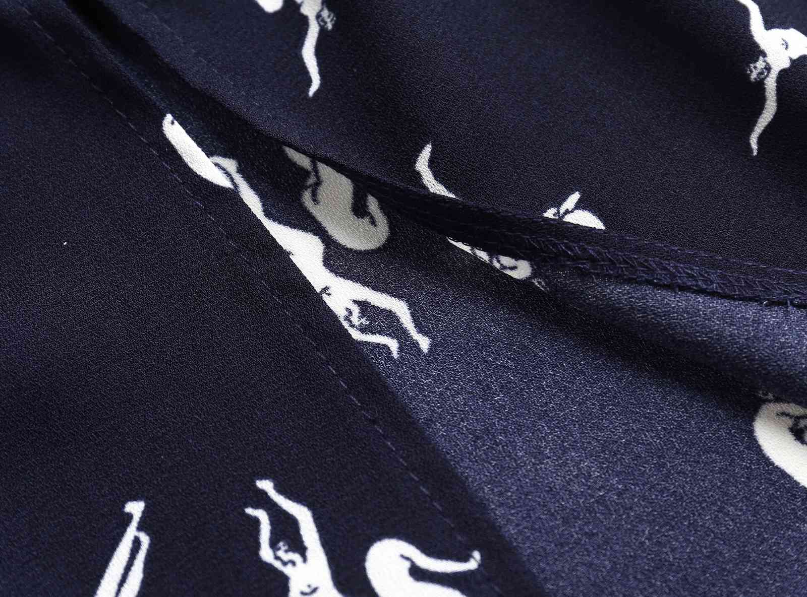 Summer Navy Retro Puff Sleeve Person Print Dress for Woman Square Collar Hem Slit Midi Dresses Holiday 210429