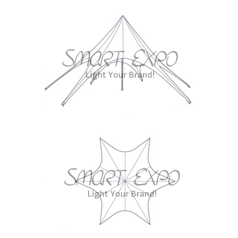 Single Pole Star Tent Dia16m x H6m for Business Advertising Display Promotion with Custom 600D Fabric Graphic Printing