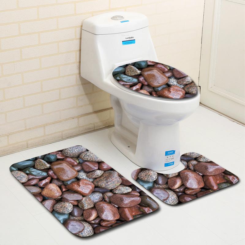 Printing Colorful Stone Bathroom Carpet Rugs Memory Foam Soft Non-Slip Absorbent Bath Mat Shower Room Foot Toilet Floor Mats