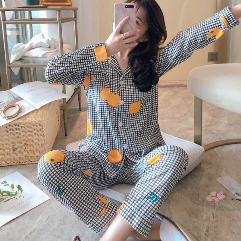 Women's Pajamas Set Pijama Lingerie for Female Homewear Spring V-Neck Long Sleeves Trousers Suit Sleepwear Pyjamas Sets Viscose 210924
