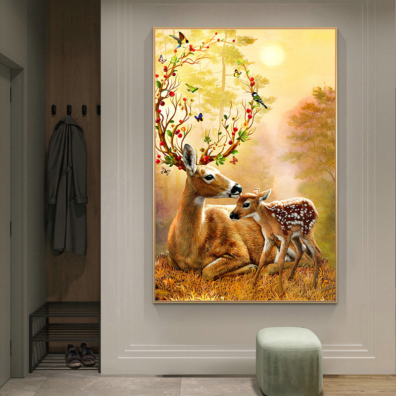Nordic Poster Animal Portrait Art Cuadros Print Deers Tree Landscape Wall Decoration Canvas Painting For Living Room Home Decor