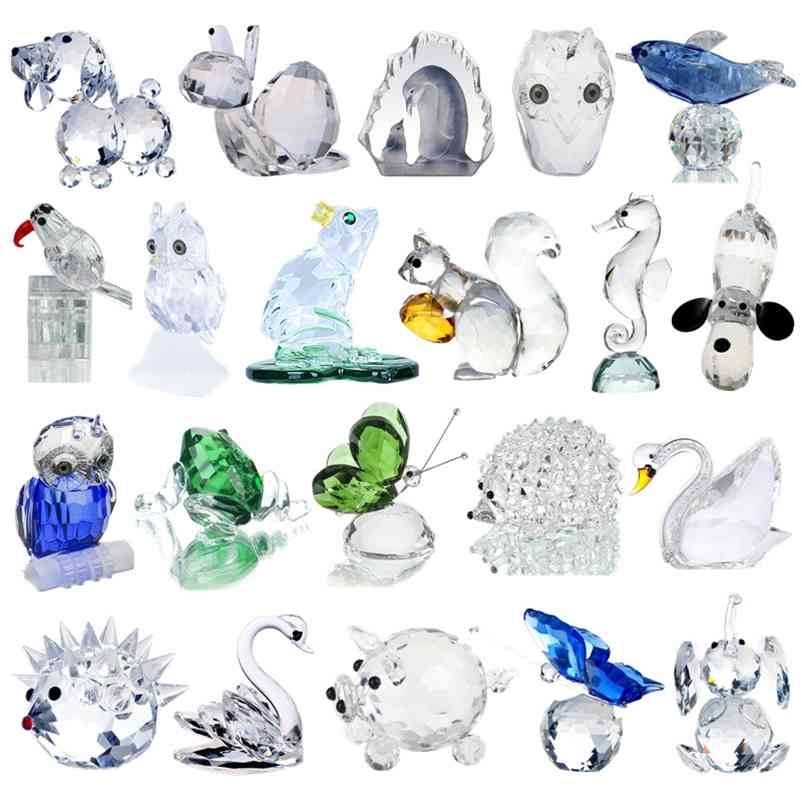 H&D 18 Styles Crystal Animal Figurines Collection Cut Glass Ornament Statue Animal Collectible Gift Home Decor Wedding Favors 210727