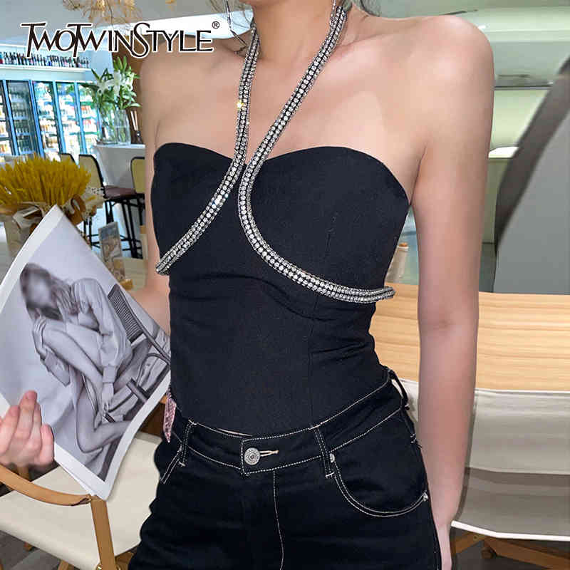 Patchwork Black Sexy Vest For Women Halter Sleeveless Minimalist Zipper Camis Female Summer Clothing Style 210524
Patchwork Black Sexy Vest For Women Halter Sleeveless Minimalist Zipper Camis Female Summer Clothing Style 210524