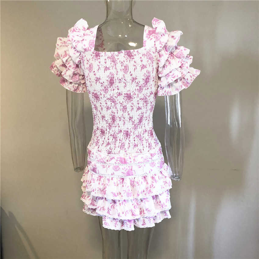 High Quality Ruffle Light Blue Women Mini Dress 210630