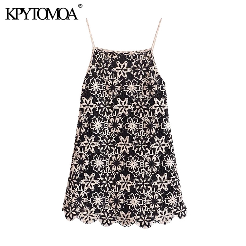 Women Chic Fashion With Lining Crochet Mini Dress Backless Bow Tied Thin Straps Female Dresses Vestidos 210420