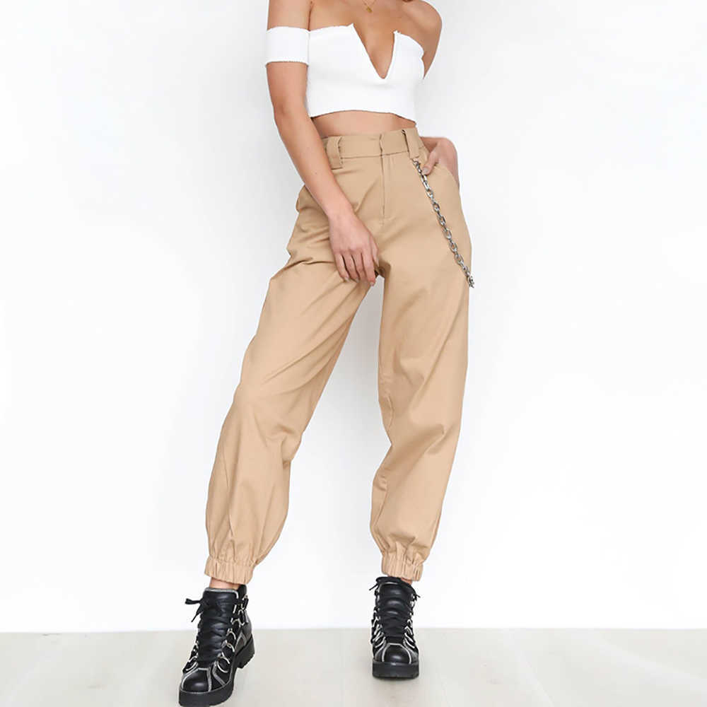 Harem Pants Trousers Women Full Length Loose Jogger Mujer Sporting Elastic Waist Black Casual Combat Streetwear Fashion 210604