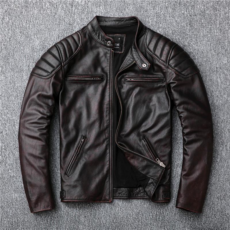 Men' Leather & Faux Head Layer Cowhide Collar Jacket Retro Do Old AMEKAJI Red Brown, Black and brown
Men' Leather & Faux Head Layer Cowhide Collar Jacket Retro Do Old AMEKAJI Red Brown, Black and brown