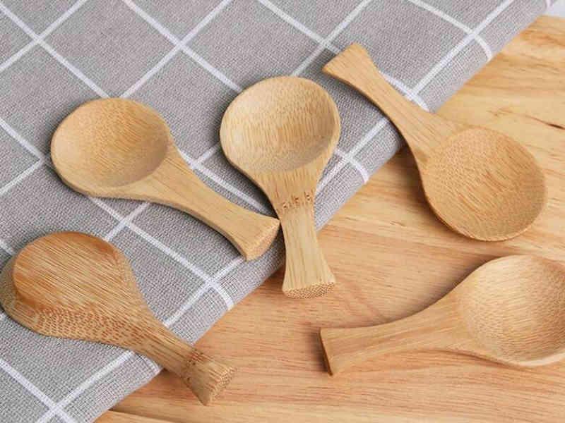 Natural Mini Bamboo Spoon Mini Short Handle Tea Spoon Coffee Beans Salt Tea Scoop DH8595