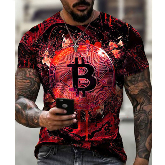 Coin pattern men's 3D T-shirts tee graphic optical illusion short sleeve party top street punk goth crew neck summer
