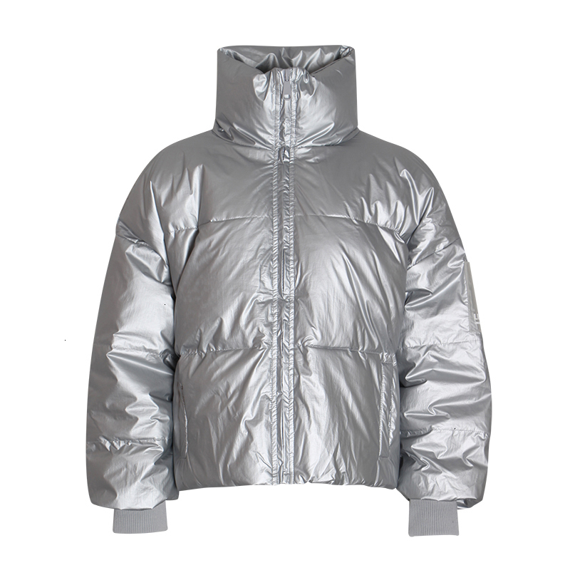 VGH Casual Solid Cotton Coat For Women Turtleneck Long Sleeve Minimalist Parkas Female Fashion New Clothing Winter Tide 210421