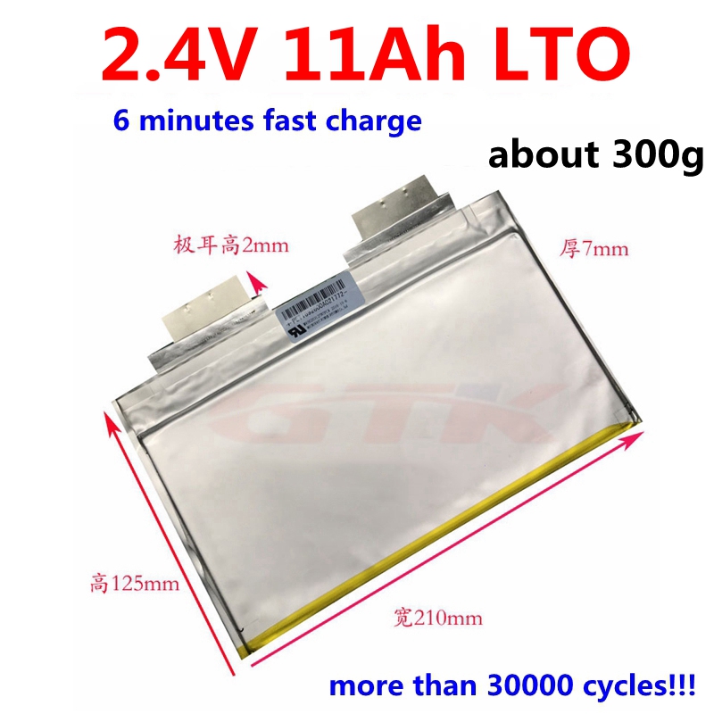 GTK LTO 2.4v 11Ah 12Ah LTO Lithium titanate battery cell accu high 15C 2.3v 10Ah for diy pack power motor super long life
GTK LTO 2.4v 11Ah 12Ah LTO Lithium titanate battery cell accu high 15C 2.3v 10Ah for diy pack power motor super long life