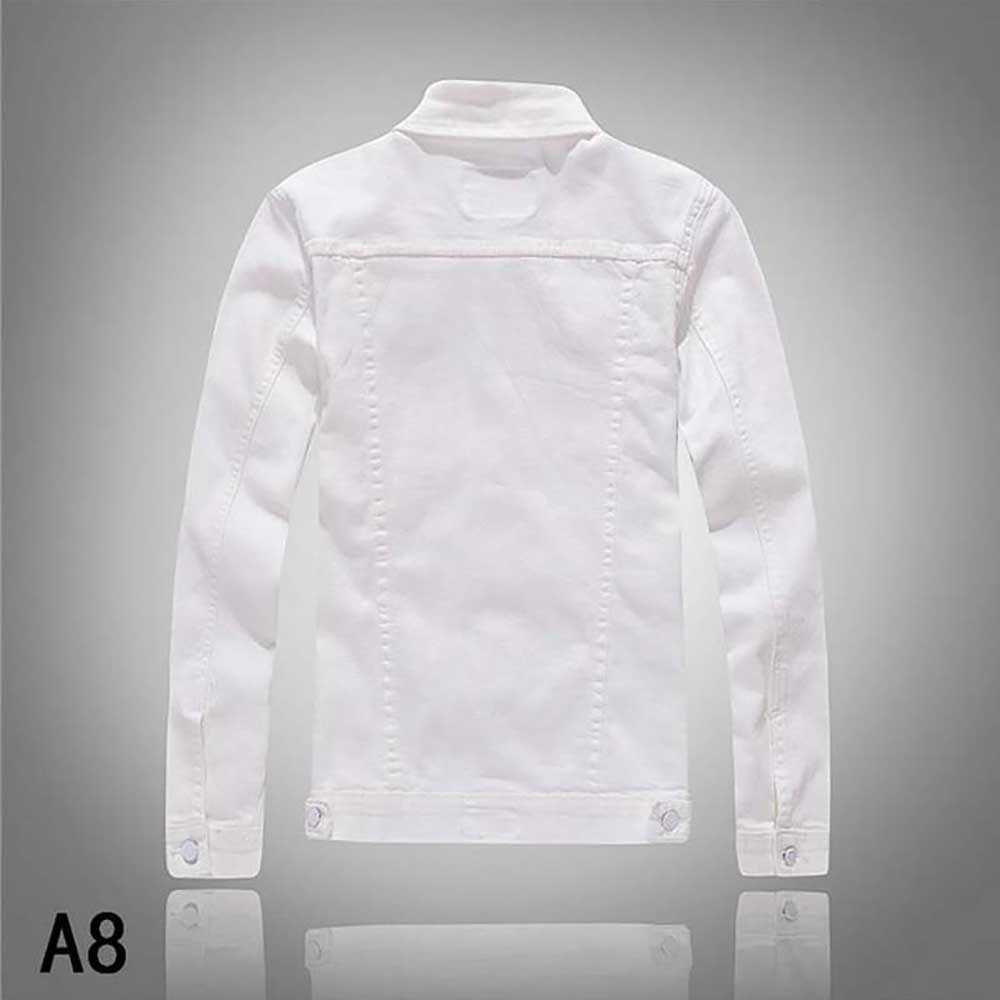 Fashion Men Denim Jacket Cowboy White Jeans Jacket Men Casual Slim Fit Jeans Jacket Cotton Coat OUTWEAR Male Clothes 210819