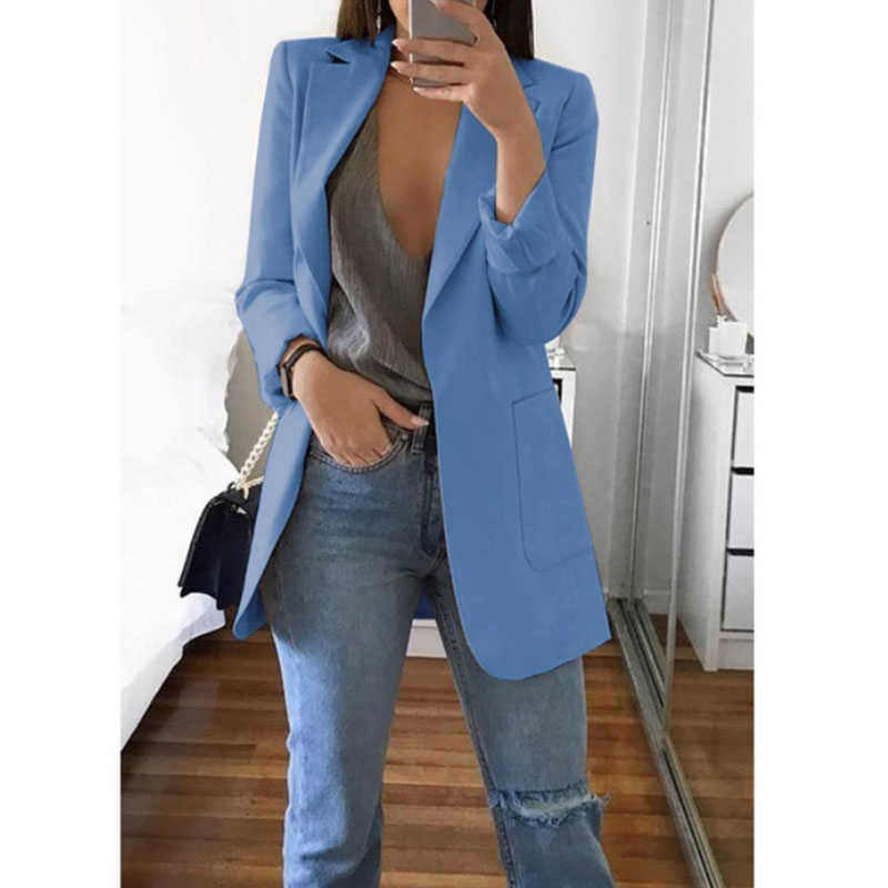 OEIN Women's blazers jacket Spring and Autumn female oversize office Long Sleeve solid color coat loose casual clothes 210930