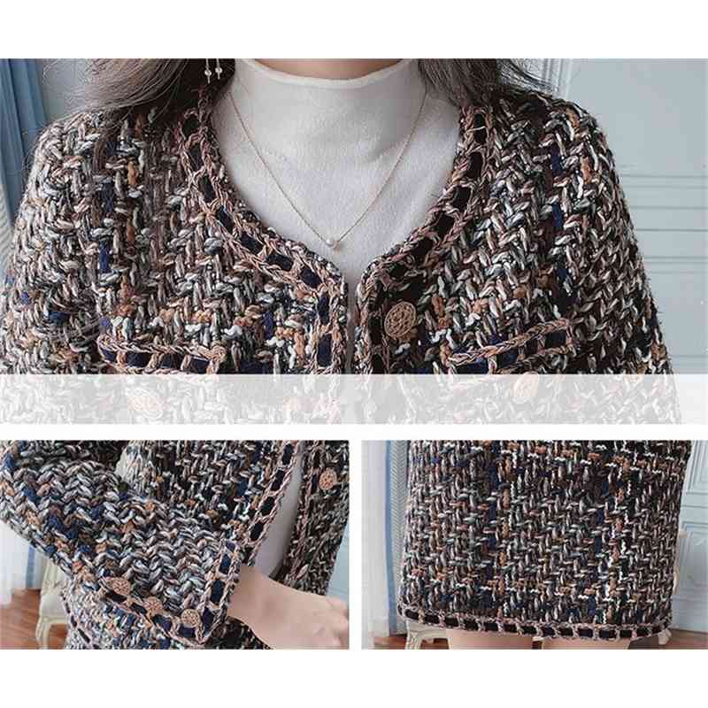 Vintage Elegant Tweed Two Piece Sets Outfits Women Single-breasted Coat + Mini Skirt Suits Autumn Korean Ladies Sets Outfit 210515