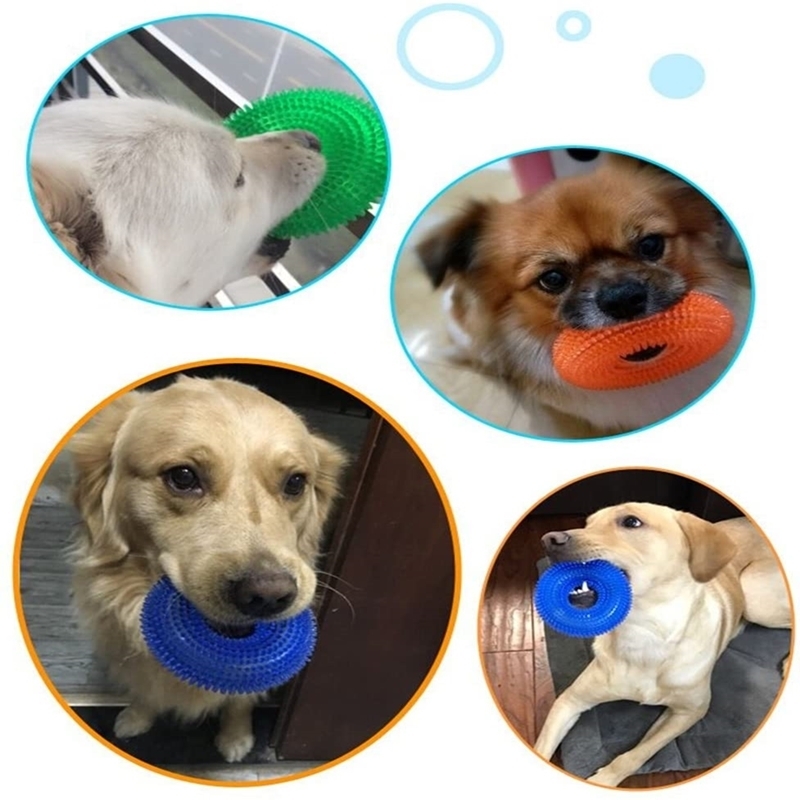 Dog Chew Toys For Aggressive Chewers Non-Toxic Natural Rubber Tough Squeaky Ring Bite Resistant Toys Fun To Chew Chase And Fetch