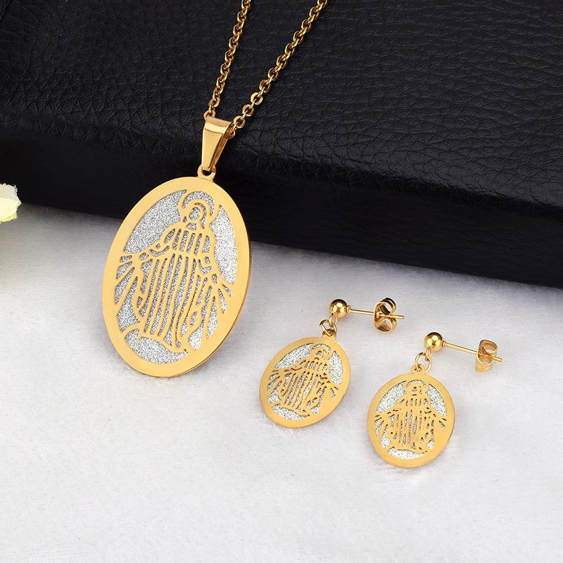 Earrings & Necklace Stainless Steel Jewelry Set Santa Maria Pendant Religious Titanium Hollow Frosted Butterfly Pendants, Silver
Earrings & Necklace Stainless Steel Jewelry Set Santa Maria Pendant Religious Titanium Hollow Frosted Butterfly Pendants, Silver