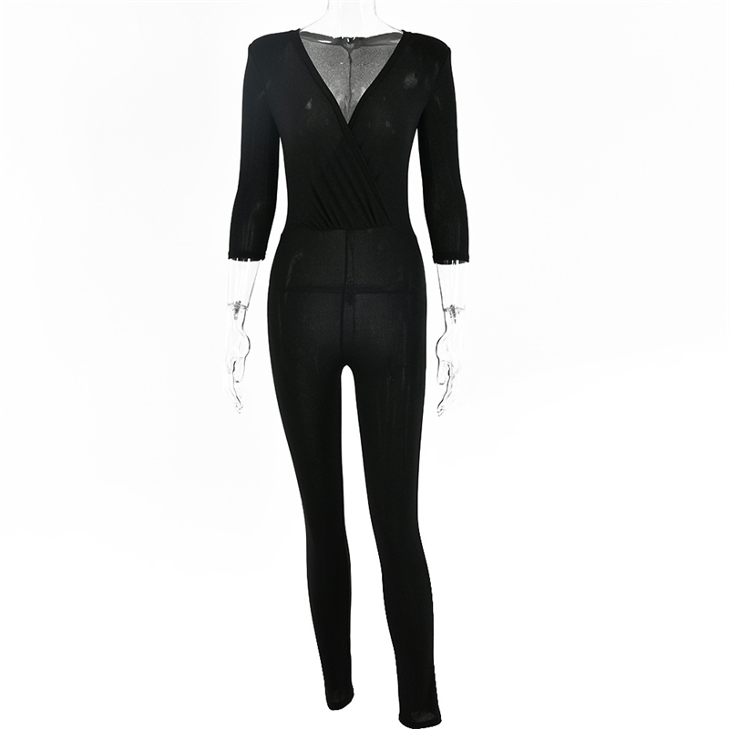 spring and autumn Jumpsuit women's selling sexy wrapped chest shoulder pad half sleeve bright silk Jumpsuit 210602